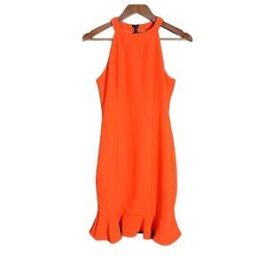 Fresh soul neon orange peplum dress‎